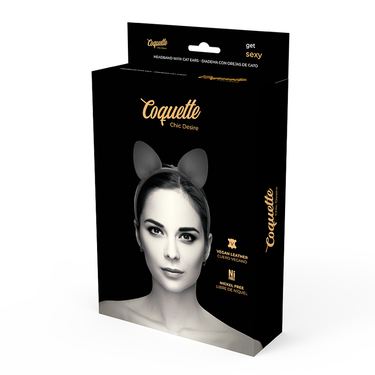 Cerchietto in Pelle Vegana con Orecchie di Gatto - Eleganza Femminile